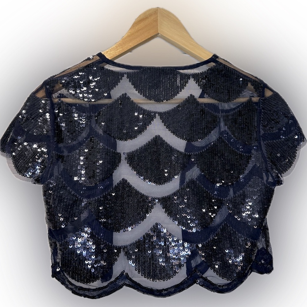 Vintage Club Monaco Sequined Dark Navy Shawl Size XS​